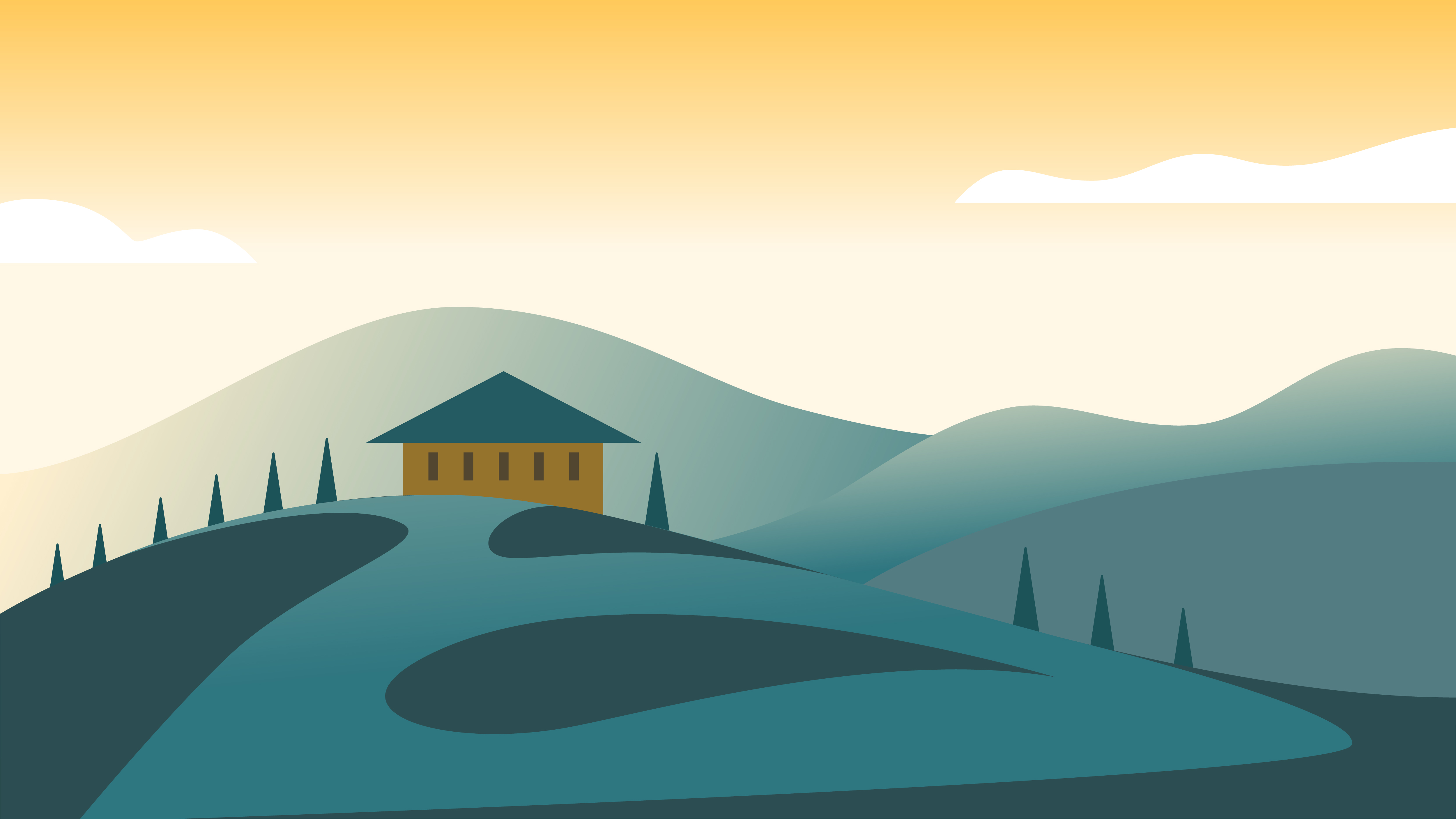 Home in New Zealand on the hills illustration