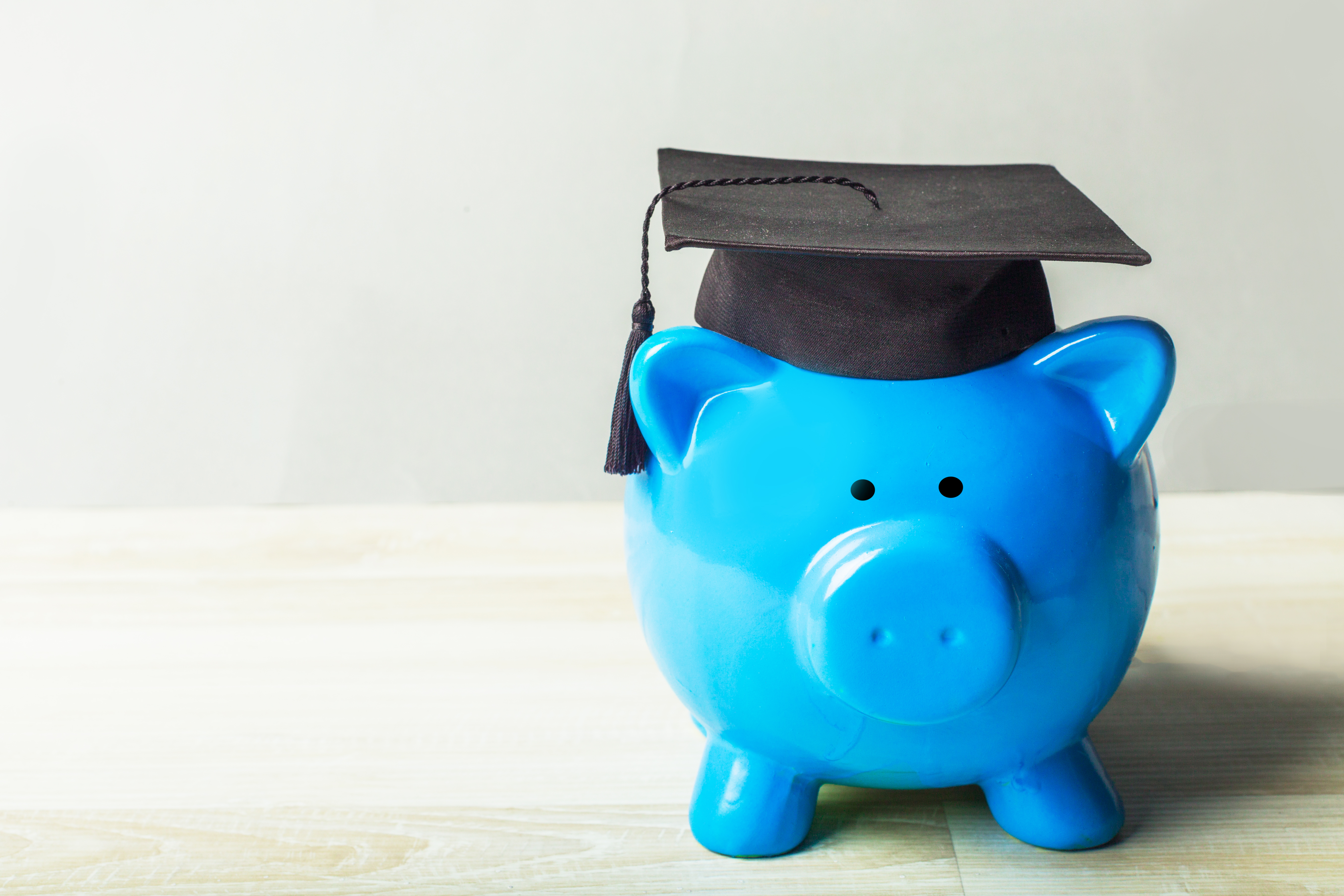 blue piggy bank wearing a graduation cap on a wood 2026 05 21 21 08 58 utc